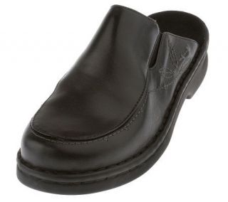 Clarks Leather Comfort Clogs w/Side Stitch Flower Detail —