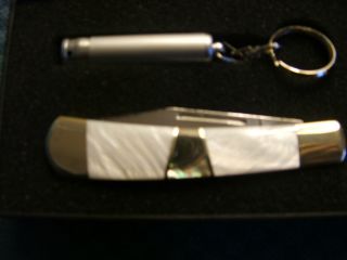 Abalone and Pearl pocket knife knife and light Pocket knife Knife Gift