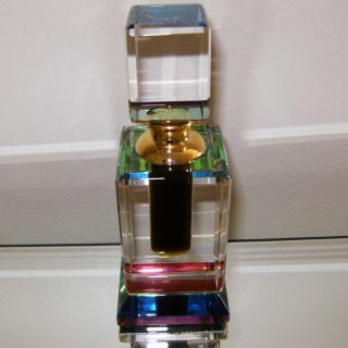 Breathtaking Vintage Crystal Perfume Bottle w Dauber in Box