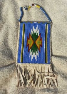 Mid 1900s Crow Indian Hide Beaded Mirror Bag Crow reservation Montana