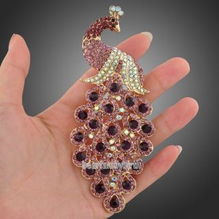 Swarovski crystal purple Peafowl peacock brooch pin jewelry X13