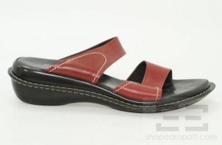 cordani red black leather flat sandals