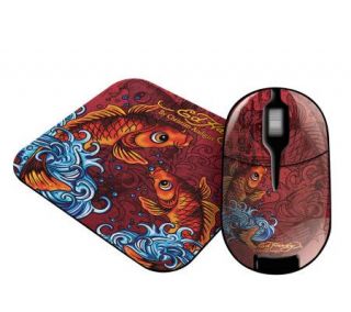 Ed Hardy Red Koi Fish Pro Wireless Mouse/Pad 2 in 1 Bundle —