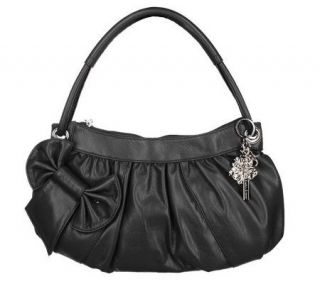 Susan Graver Zip Top Hobo Bag with Bow Accent —
