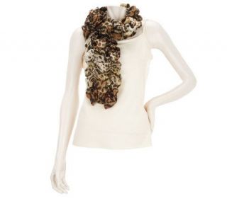 Susan Graver Animal Print Charmeuse Ruched Scarf   A229889