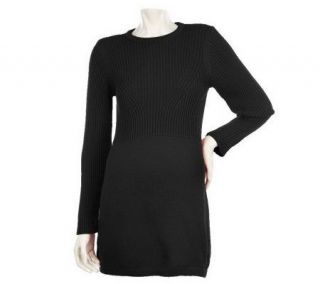 Denim & Co. Long Sleeve Sweater Tunic with Rib Design   A228889
