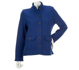 Isaac Mizrahi Live Quilted Button Front Jacket with Pockets   A216889