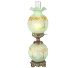 Fenton Art Glass Limited Edition Emerald Green Overlay Lamp — 