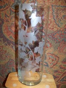 perry coyle hummingbird glass flower vase signed