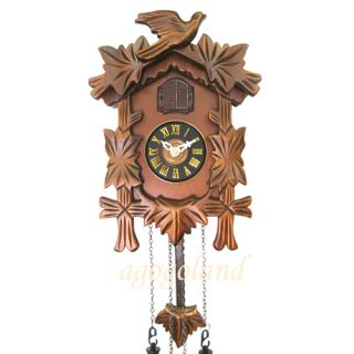 New Traditional Wooden Cuckoo Wall Clock with Handcarfted Birds and