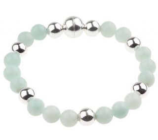 Sterling ite Bead Bracelet with Magnetic Clasp —