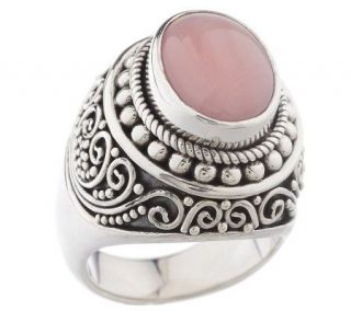 Suarti Artisan Crafted Detailed Pink Mother of Pearl Ring, SS