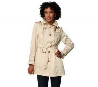Joan Rivers Water Resistant Military Style Trench Coat   A221978