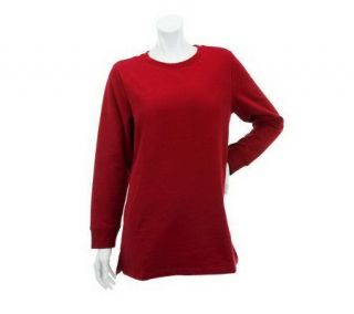 Denim & Co. Long Sleeve Sweatshirt with Fleece Lining   A228997