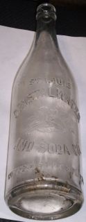 Old St Louis Crystal Water Soda Co Clear Glass Bottle 1 Pint 8 oz Good