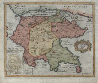 Peloponnesus Morea Greece Corinth 1694 Mosting Original Antique Map