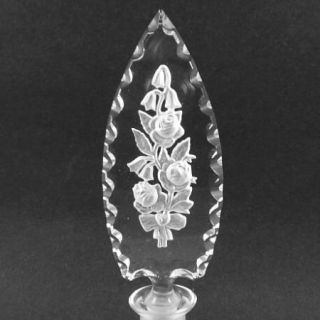 Rice Faceted Crystal Perfume Bottle with Intaglio Stopper Czech