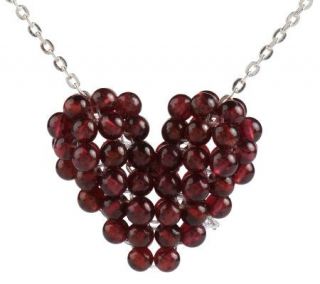 Sterling Garnet Bead Heart Adjustable Necklace —