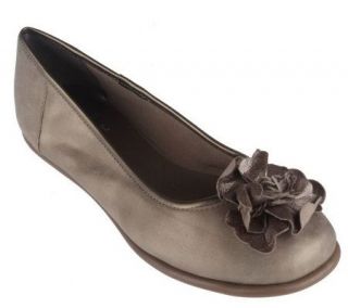 Clarks Book End Leather Flats with Flower Detail   A211152
