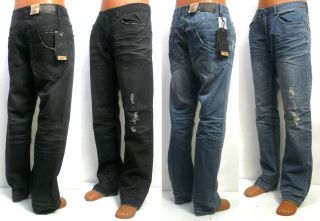 Mens Jordan Craig Relaxed Straight Fit Black Blue Jeans Style JE6458