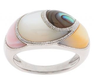 Colors of Mother of Pearl Sterling Domed Band Ring   J268113