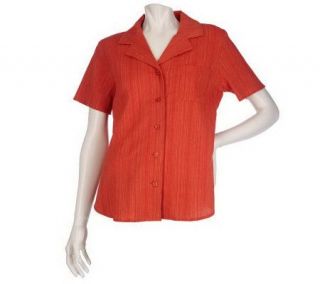 Denim & Co. Short Sleeve Crinkle Gauze Camp Shirt   A199940