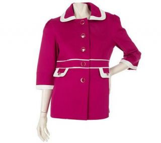Dialogue Textured Cotton Fully Lined Jacket with Contrast Trim 
