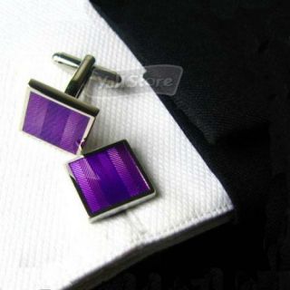 new dress purple stripe enamel cufflinks cuff links