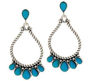 American West Sterling Pear Shape Turquoise Five Stone Earrings 