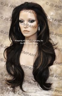 Long Wavy Heat Resistant Lace Front Wig Realistic Off Black Mix Jsemi