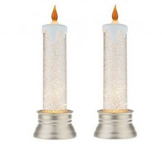 Set of 2 10 Skinny Lit Holiday Bubble Candles by Valerie   H192433