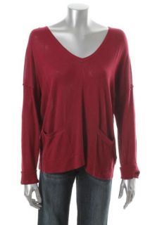 Cupio New Red Double V Neck Dolman Long Sleeve Pullover Sweater L BHFO