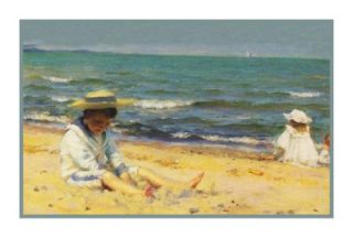  Children on Beach at Lake Erie Counted Cross Stitch Chart
