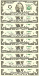US Currency 2003 $2 I Star Note Minneapolis FRN Old Paper Money CH CU