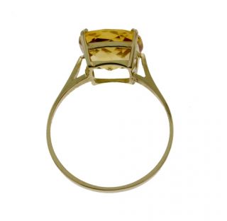 Natural Citrine Cushion Cut Solitaire Gemstone Ring 14k Solid Yellow