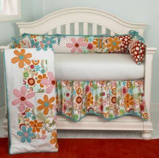 Cotton Tale Designs Lizzie 4 Piece Crib Bedding Set New Daisies Red