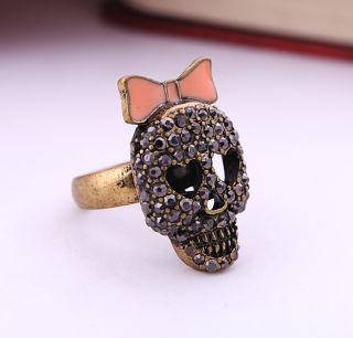  Cute Rhinestone skeleton rings vintage classic fashion Cool ring SIZE