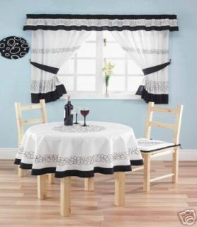 Black White Kitchen Curtain Set
