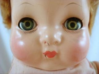 Vintage Effanbee 1940s Composition Crier Baby Doll Short Curly Hair