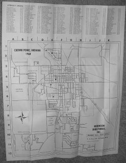 VINTAGE MAP OF CROWN POINT, INDIANA, WITH STREET INDEX—1968