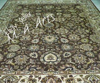 9x12 Old Agra Hand Tufted Area Rugs Cocoa Ivory Handmade Wool Carpet