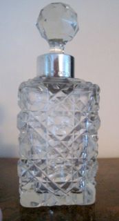  Victorian Cut Crystal Sterling Silver Cologne Perfume Bottle Decanter
