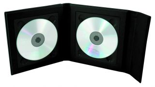 Holds one photo 2.5x2.5 cameo cover and two CD/DVDs inside