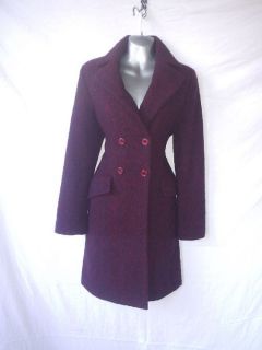 Cynthia Steffe Burgundy Pea Coat Fitted Boucle M