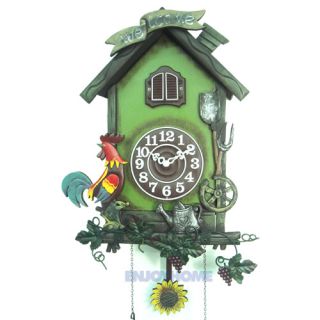 Hand Carved Handpainted Countryside Wooden Cuckoo Clock