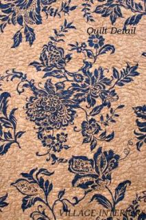 SALE FRENCH COUNTRY HILLGATE DARK BLUE & ECRU TOILE CAL / KING QUILT