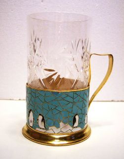 Vintage Russian Tea Glass Holder Podstakannik New Crystal Glass