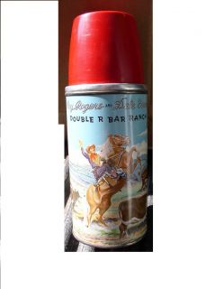 Vintage Roy Rogers Dale Evans Double R Bar Ranch Thermos w Stopper Cup