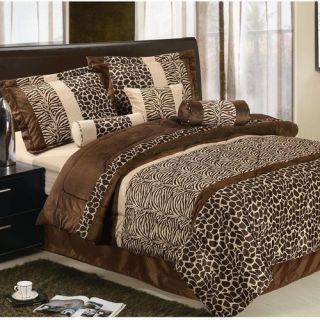 LaCozee Safari Micro Fur Bed in a Bag Set in Brown