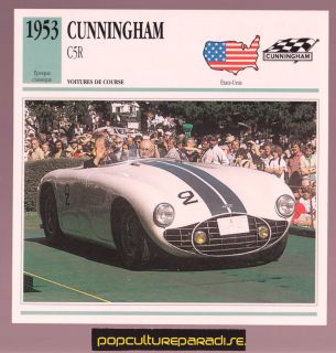 1953 Cunningham C5R Race Car French Spec Photo Card